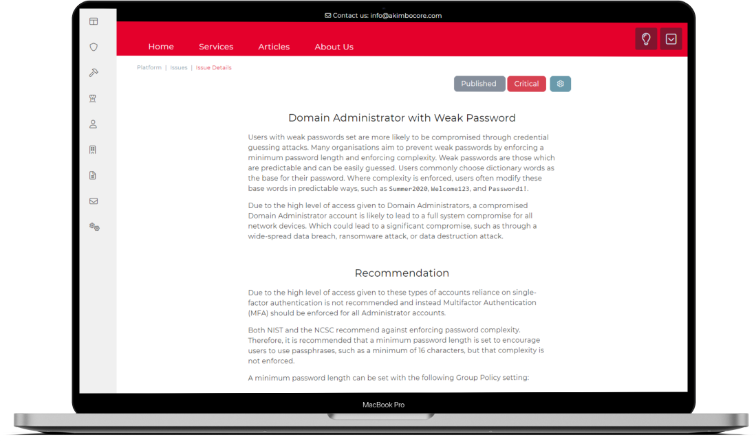 A screenshot showing an example page from the platform